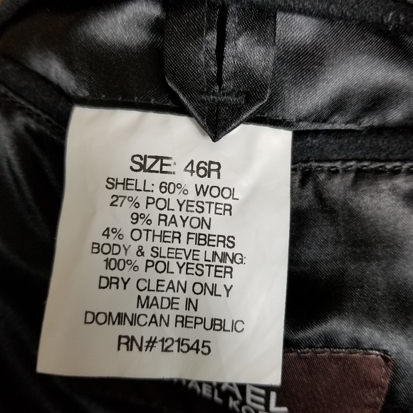 Michael Kors Men Coat Sz 46R Black Button Wool - Picture 6 of 7